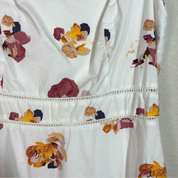 Nicole Miller White Floral Sleeveless Back Zip V Neck A-Line Dress Womens Size 6 - Picture 3 of 7